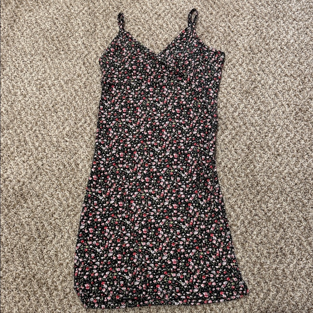 Floral Black and Pink Women's Dress